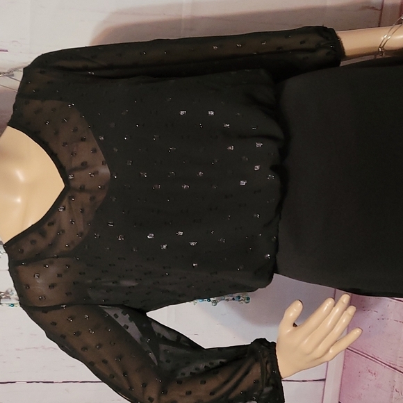 Maurices Dresses & Skirts - NWT - Maurices Black Dress Sparkly Bodice Open Sheer Sleeves